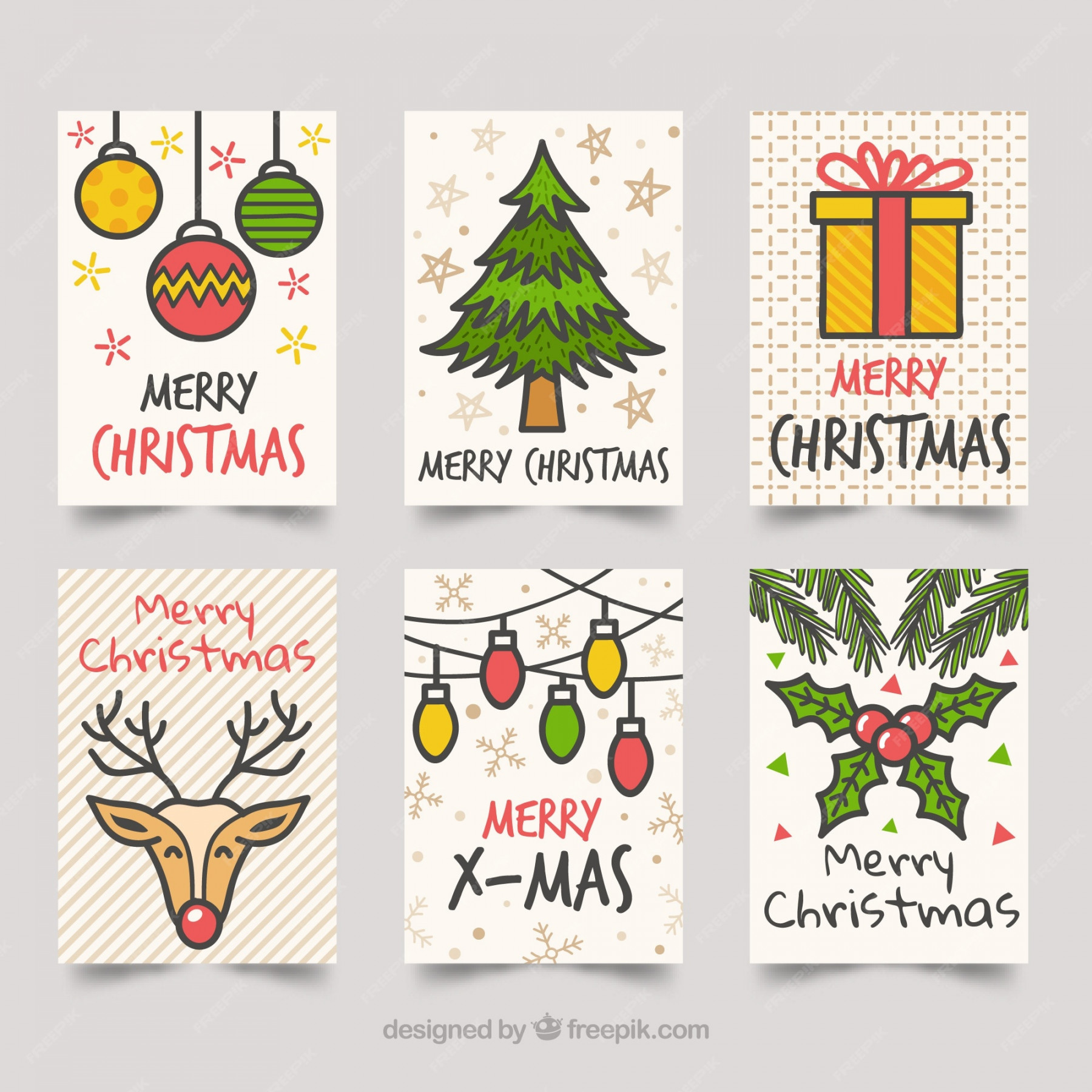 Free Vector  Christmas cards with drawings