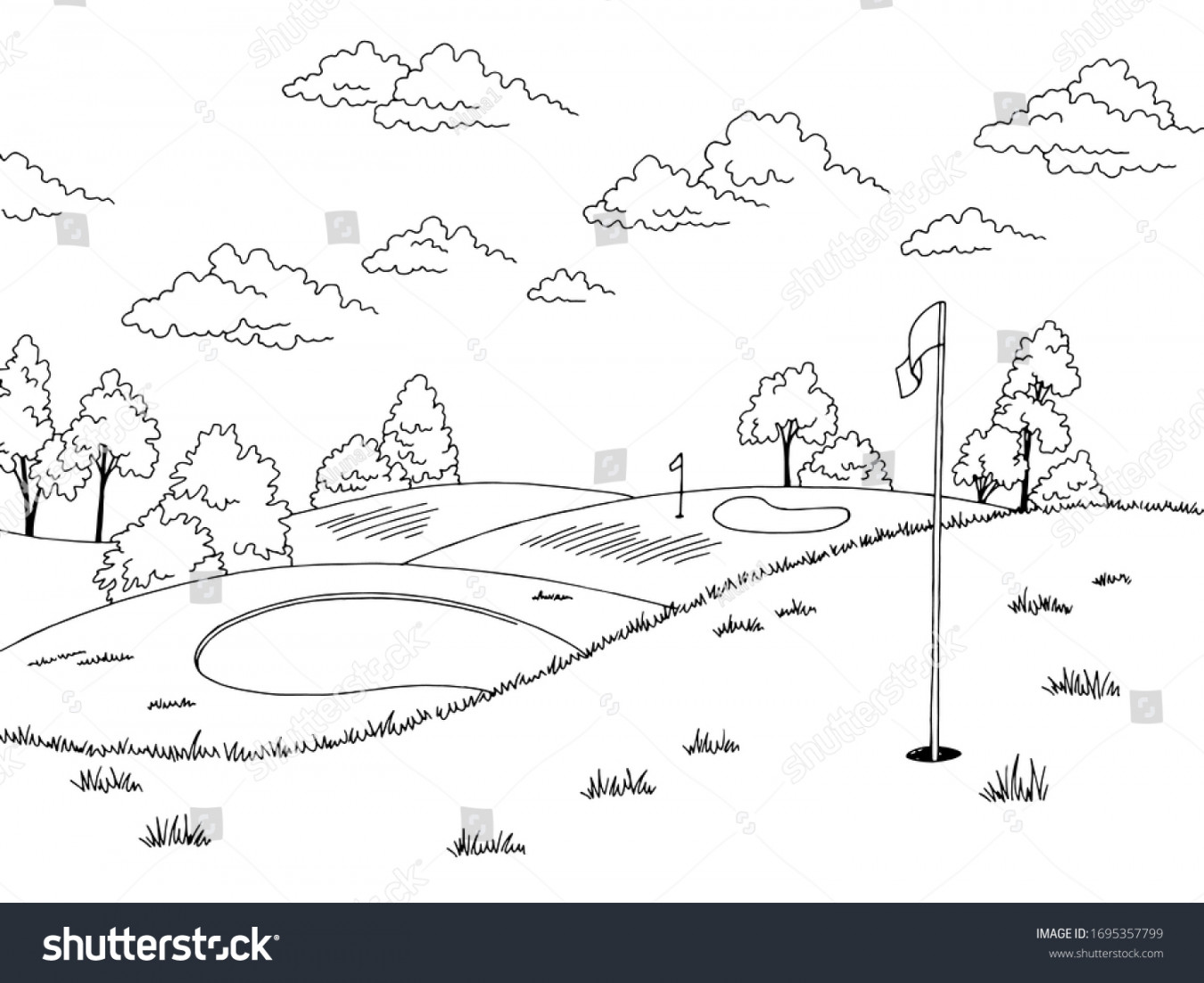 Golf Course Drawing Stock Photos and Pictures - , Images