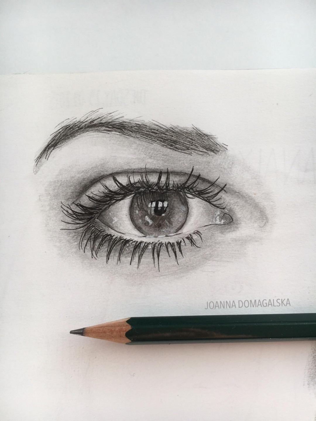 Graphite pencil drawing of my classmates eye