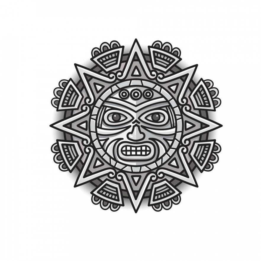 hand drawn Aztec sun ethnic symbol  Vector Art at Vecteezy