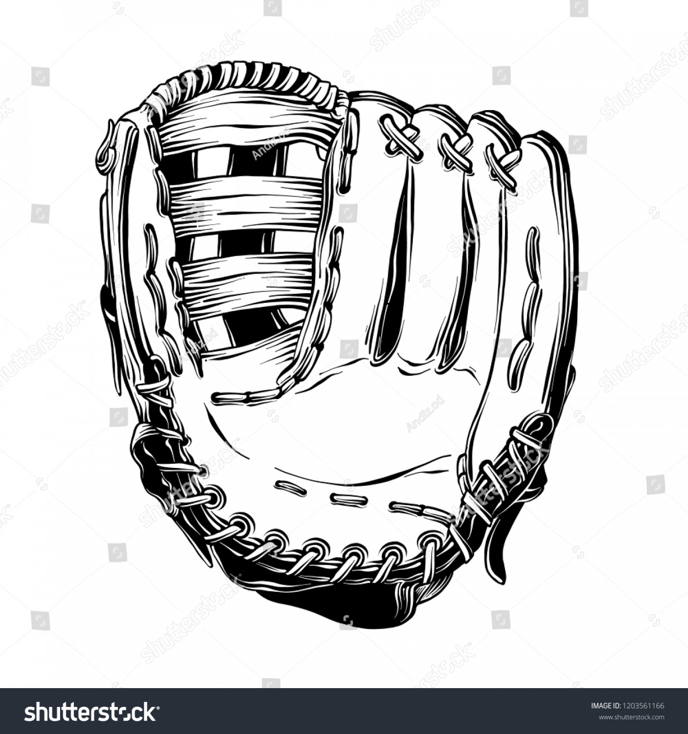 Hand Drawn Sketch Baseball Glove Black Stok Vektör (Telifsiz