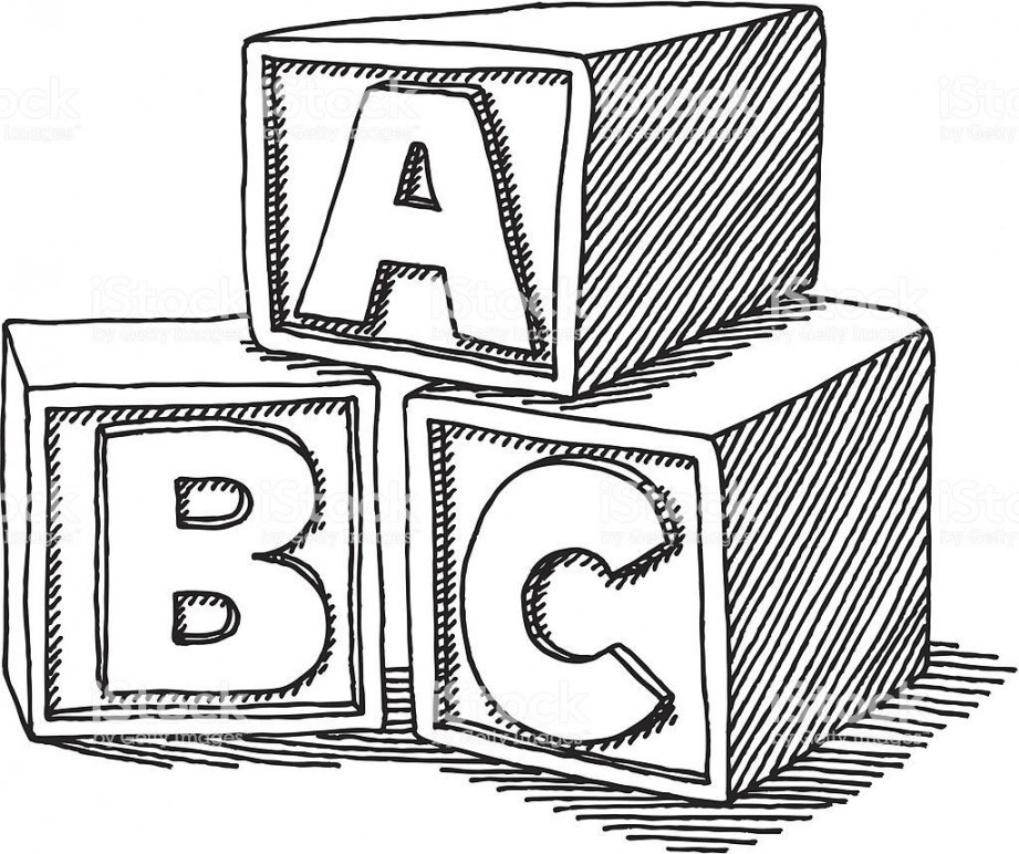 Hand-drawn vector sketch of ABC Letter Blocks