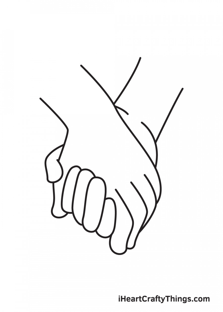 Holding Hands Drawing - How To Draw Holding Hands Step By Step