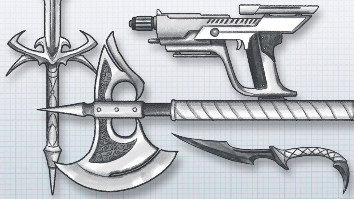 How to DESIGN AWESOME WEAPONS! Draw your own guns, swords, axes, knives and  more!