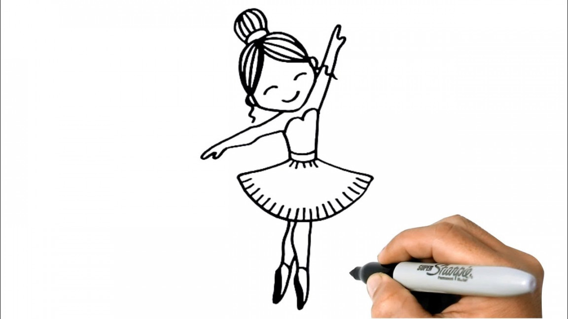 How to DRAW a BALLERINA Easy Step by Step