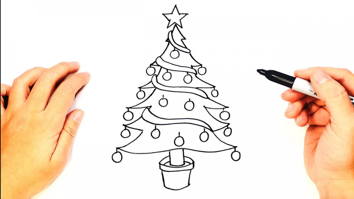 How to draw a Christmas Tree  Christmas Tree Easy Draw Tutorial