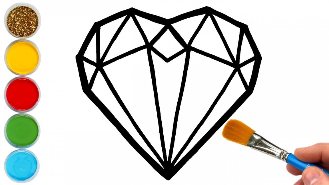 How to Draw a Diamond Heart for Kids  子供のためのダイヤモンドハートの描き方  아이들을 위한 다이아몬드  하트를 그리는 방법