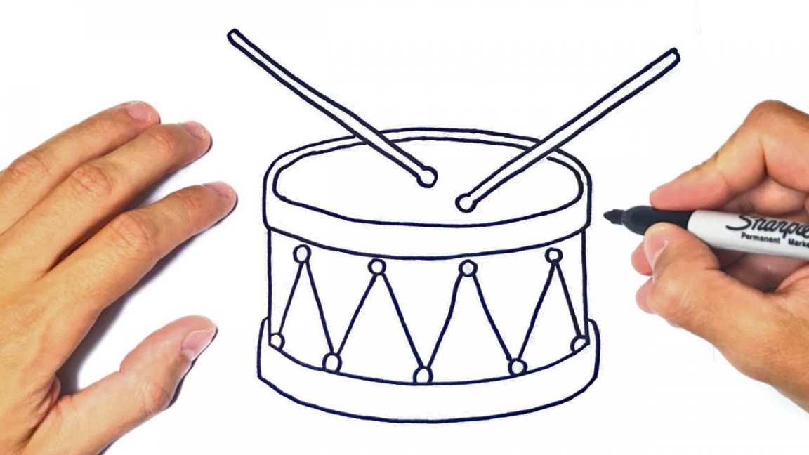 How to draw a Drum Step by Step  Drum Drawing Lesson