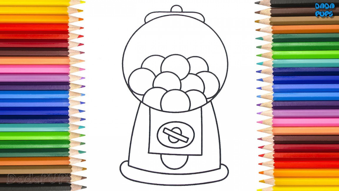 How To Draw A Gumball Machine Gumball Machine kidsFun Art Colors Rainbow  Candy