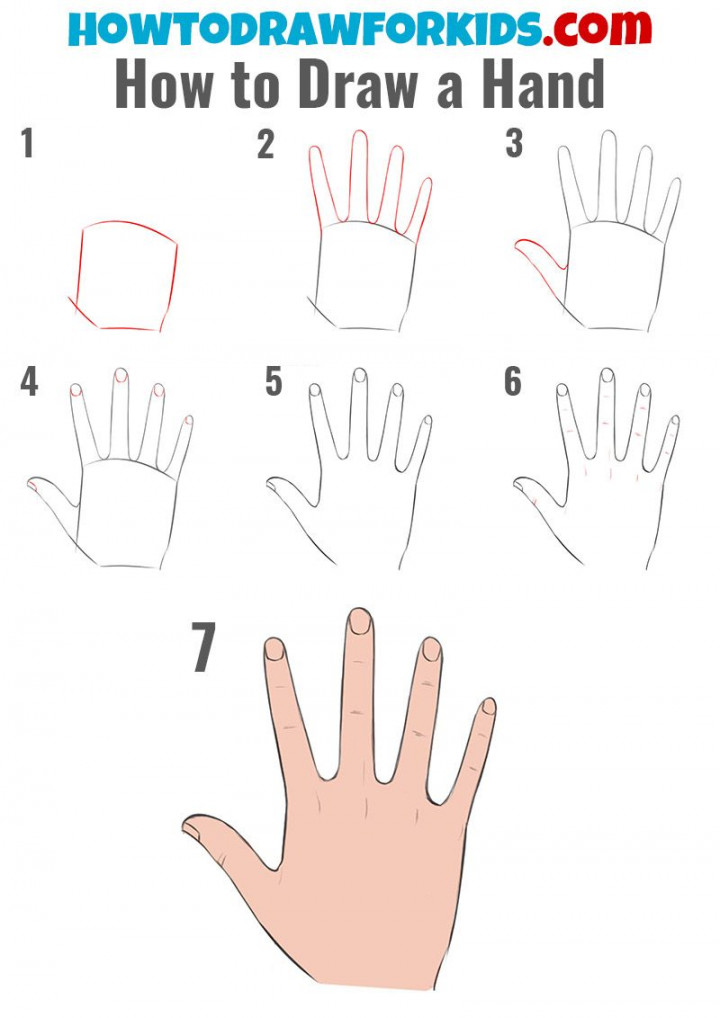 How to draw a hand easy for kids  Easy hand drawings, How to draw