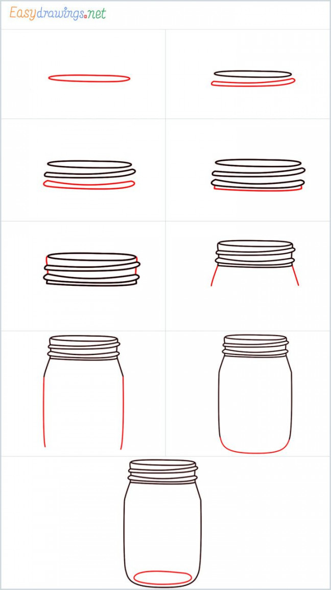 How to draw a mason jar step by step for beginners  Easy doodle