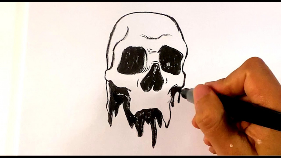 How to Draw a Melting Skull - Step by Step