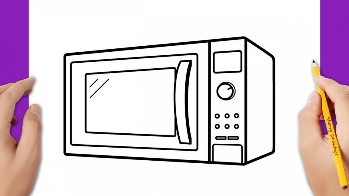 HOW TO DRAW A MICROWAVE OVEN EASY