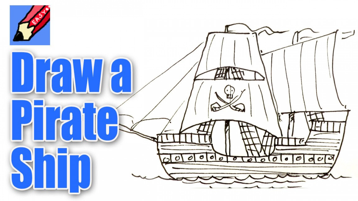 How to draw a Pirate Ship Real Easy