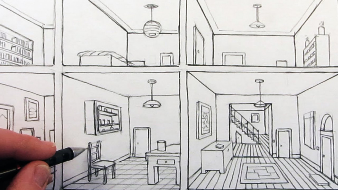 How to Draw a Room in One-Point Perspective in a House