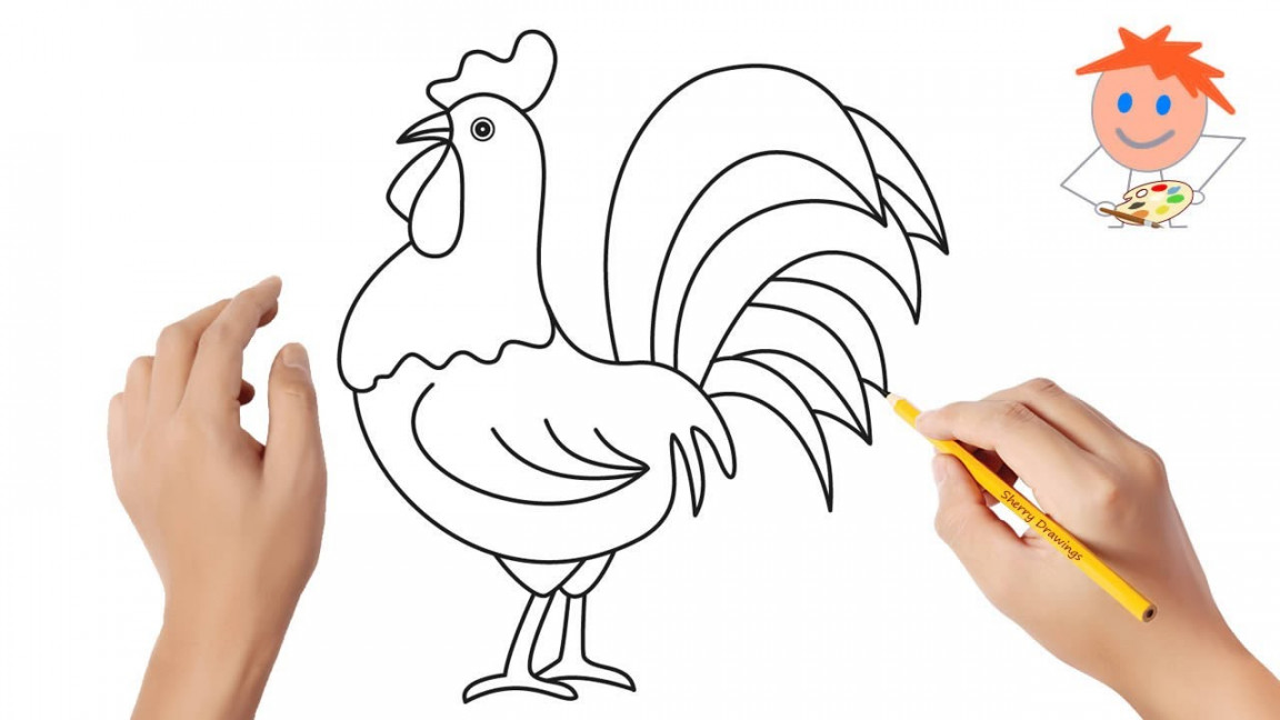 How to draw a rooster #  Easy drawings