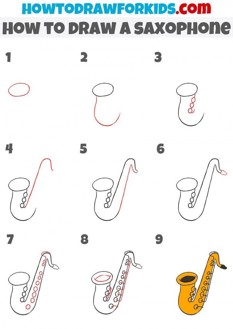 how to draw a saxophone step by step  Saxophone, Saxophone art