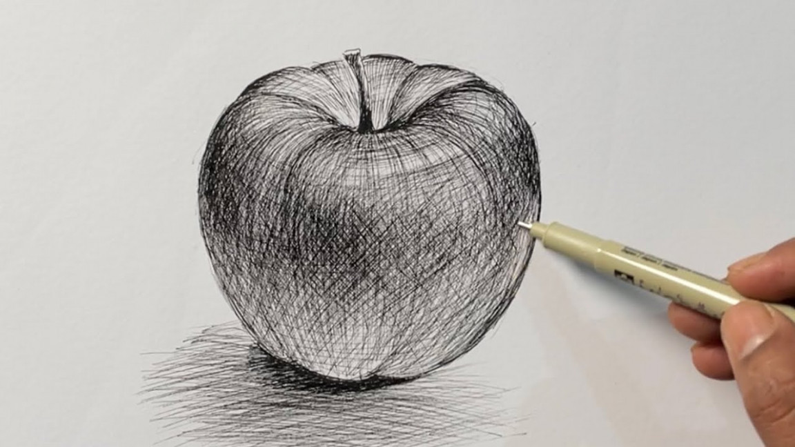 How to draw an apple with fine liner micron pen