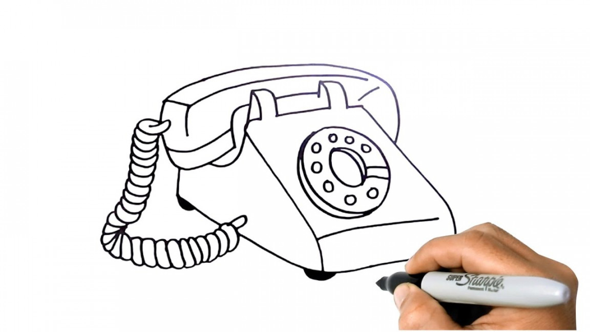 How to DRAW an OLD TELEPHONE Easy Step by Step