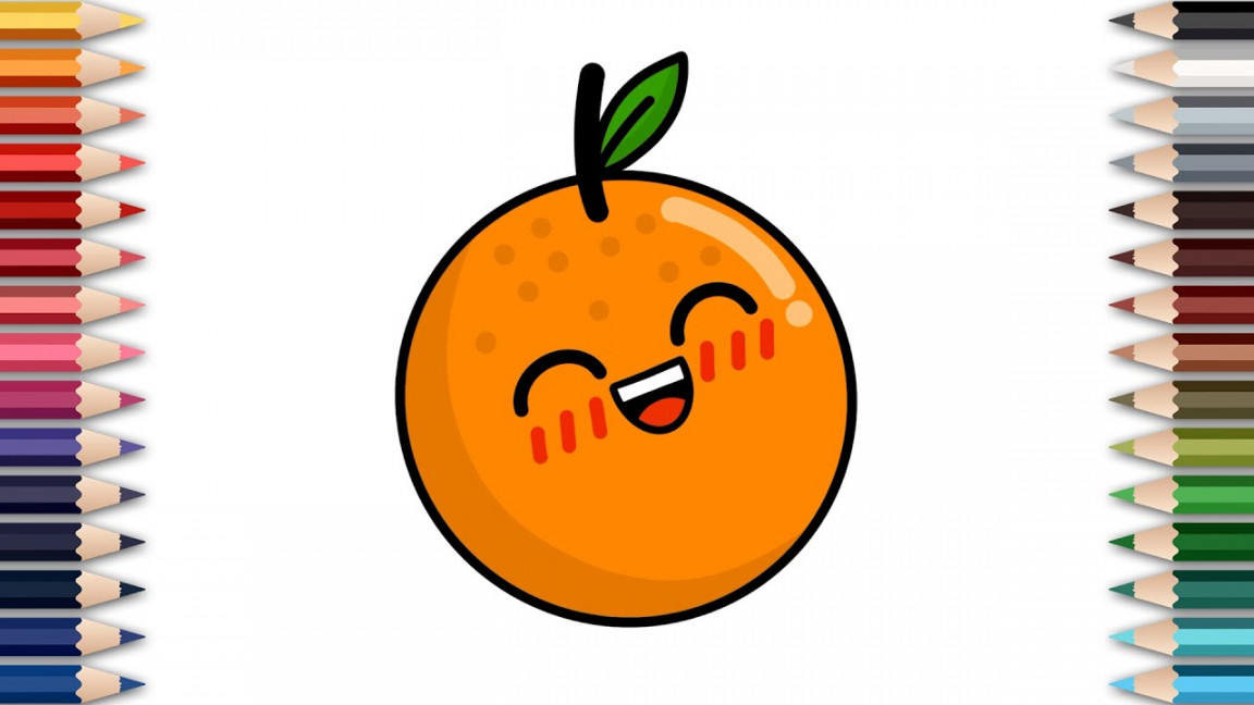 How to draw and paint cute kawaii orange? Easy drawing and painting  tutorial for kids.