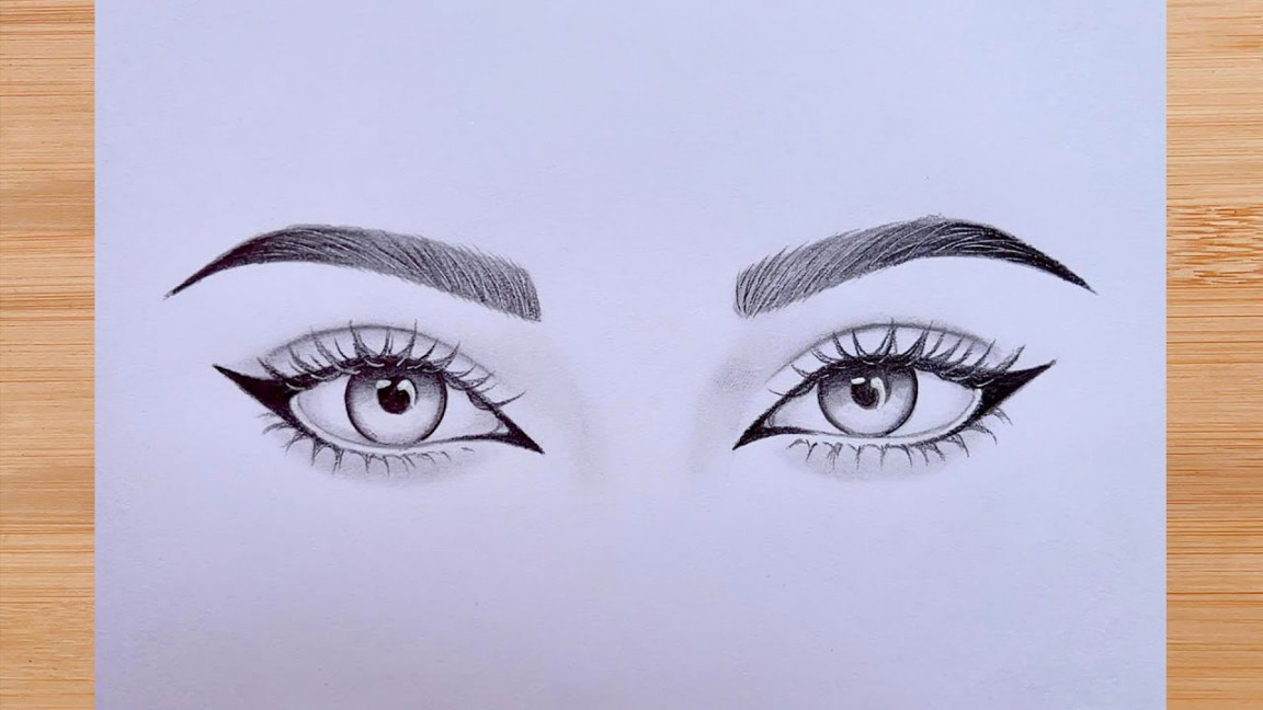 How to draw both eyes in easy way  Step by Step Pencil Sketch for  Beginners