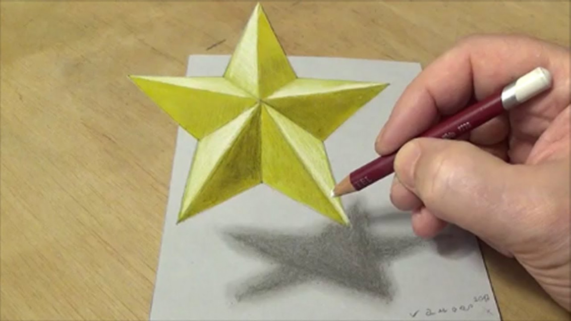 How to Draw D Star - Drawing D Floating Star - VamosART