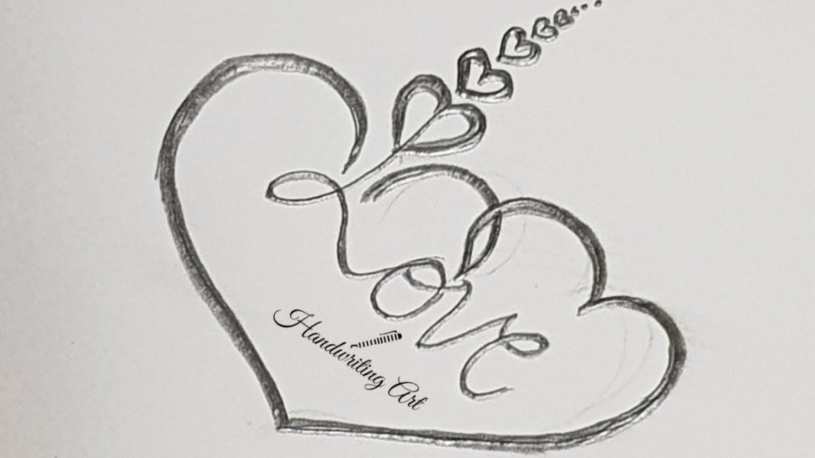 How to draw heart with love  Love Heart tattoo design  Simple