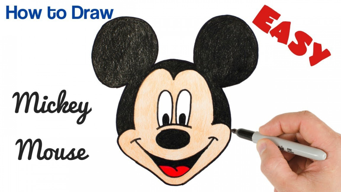 How to Draw Mickey Mouse Easy Cartoon Drawing for beginners Step by Step