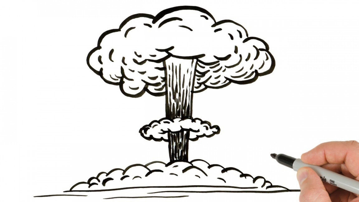 How to Draw Nuclear Explosion  Ink Drawing tutorial