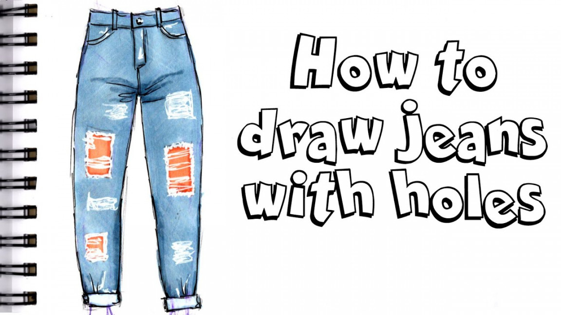 HOW TO DRAW RIPPED JEANS WITH HOLES Step by Step Drawing Tutorial  distressed denim with markers