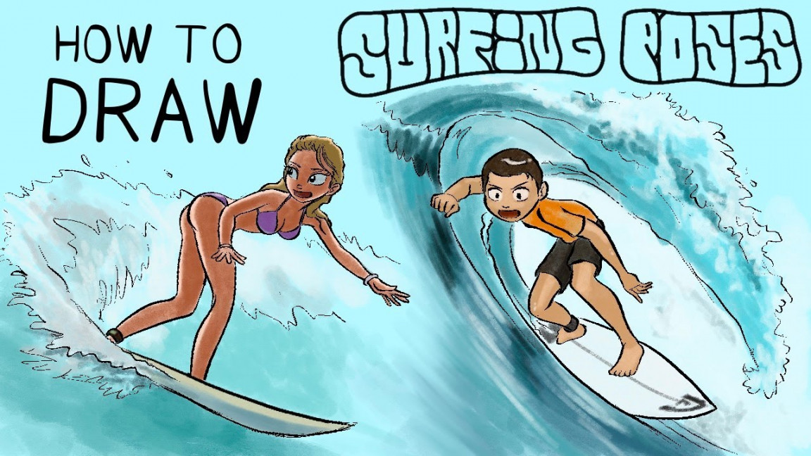 How to Draw Surfing Poses