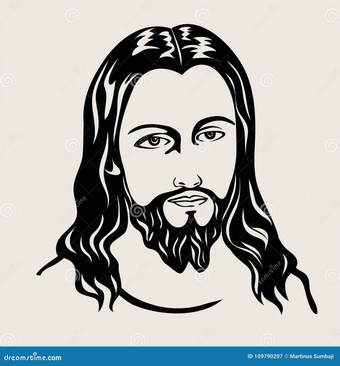 Jesus Christ Face Sketch Drawing, Kunstvektordesign Vektor