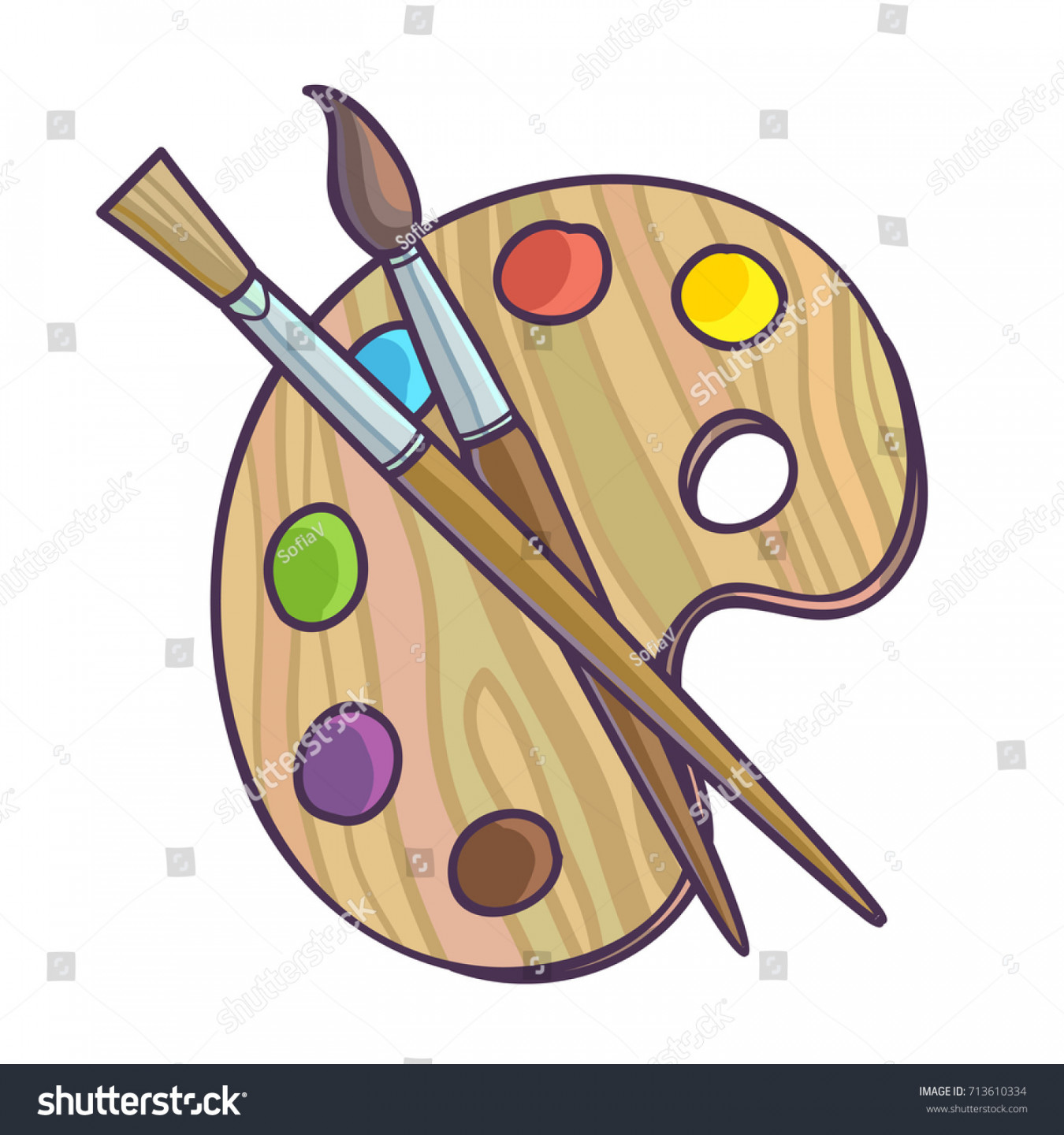 Kunstpalette mit Farbpinsel zum Zeichnen von: Stockillustration