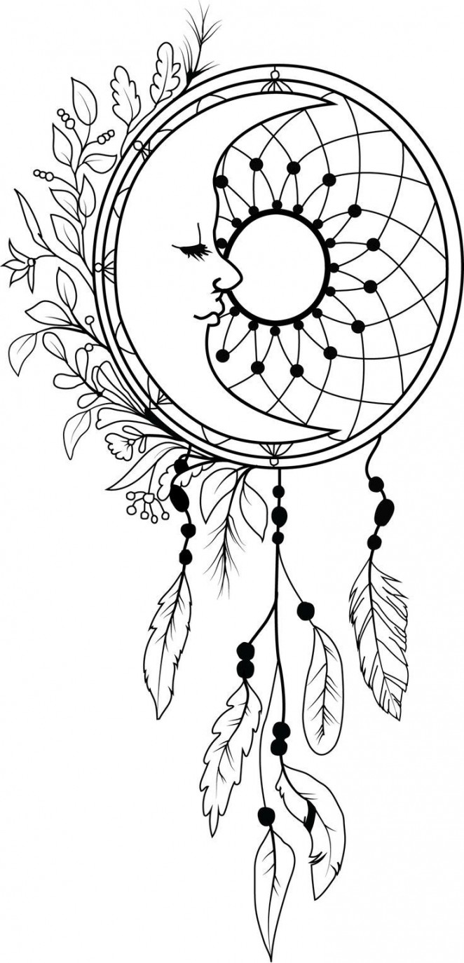 Moon Dreamcatcher drowing  Dream catcher coloring pages, Dream