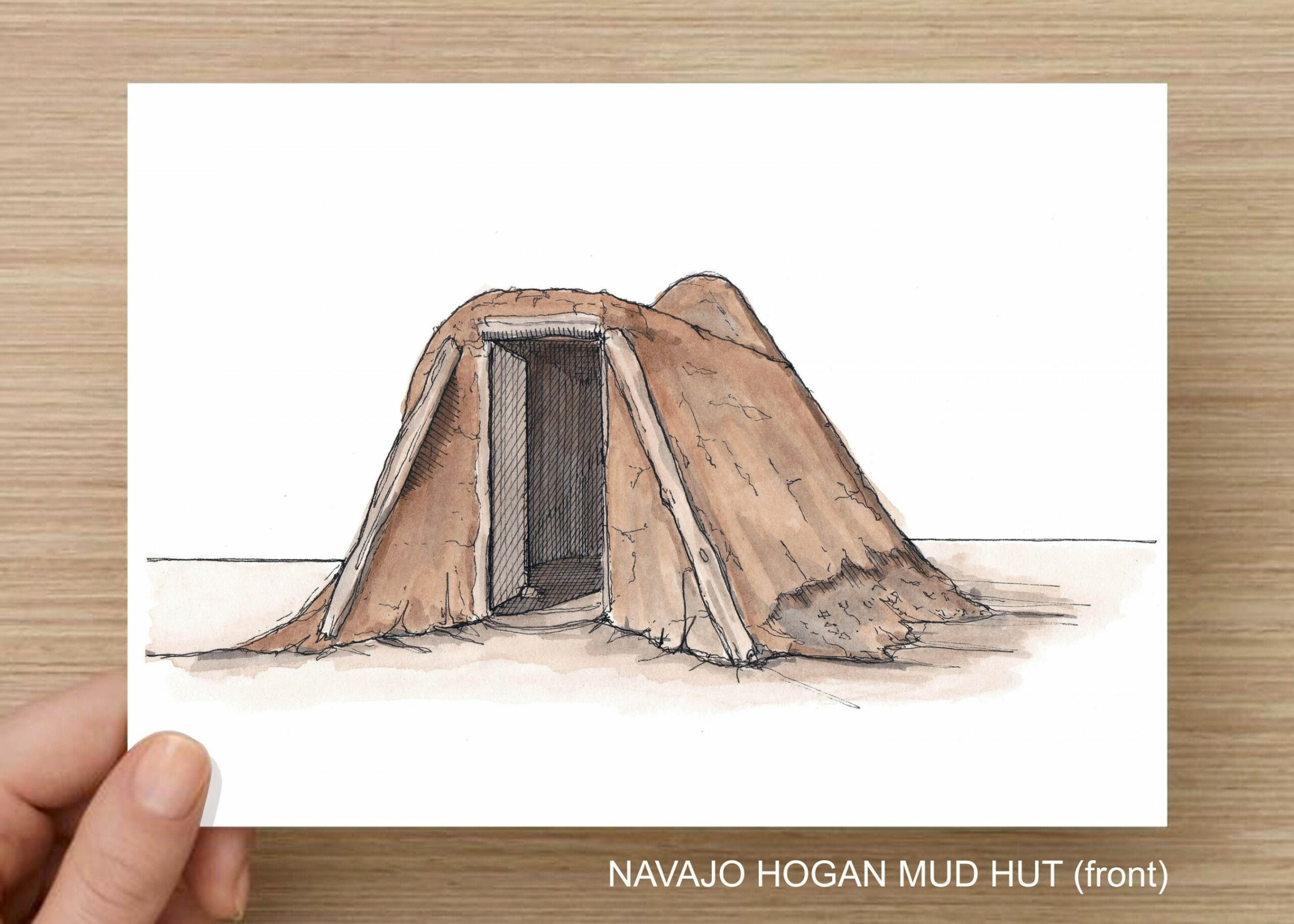 NAVAJO HOGAN Schlamm hut - Native American, Tribal, traditionell,  zeremonielle, Arizona, Kunst, Stift und Tinte, Zeichnung, Malerei,  Skizzenbuch,