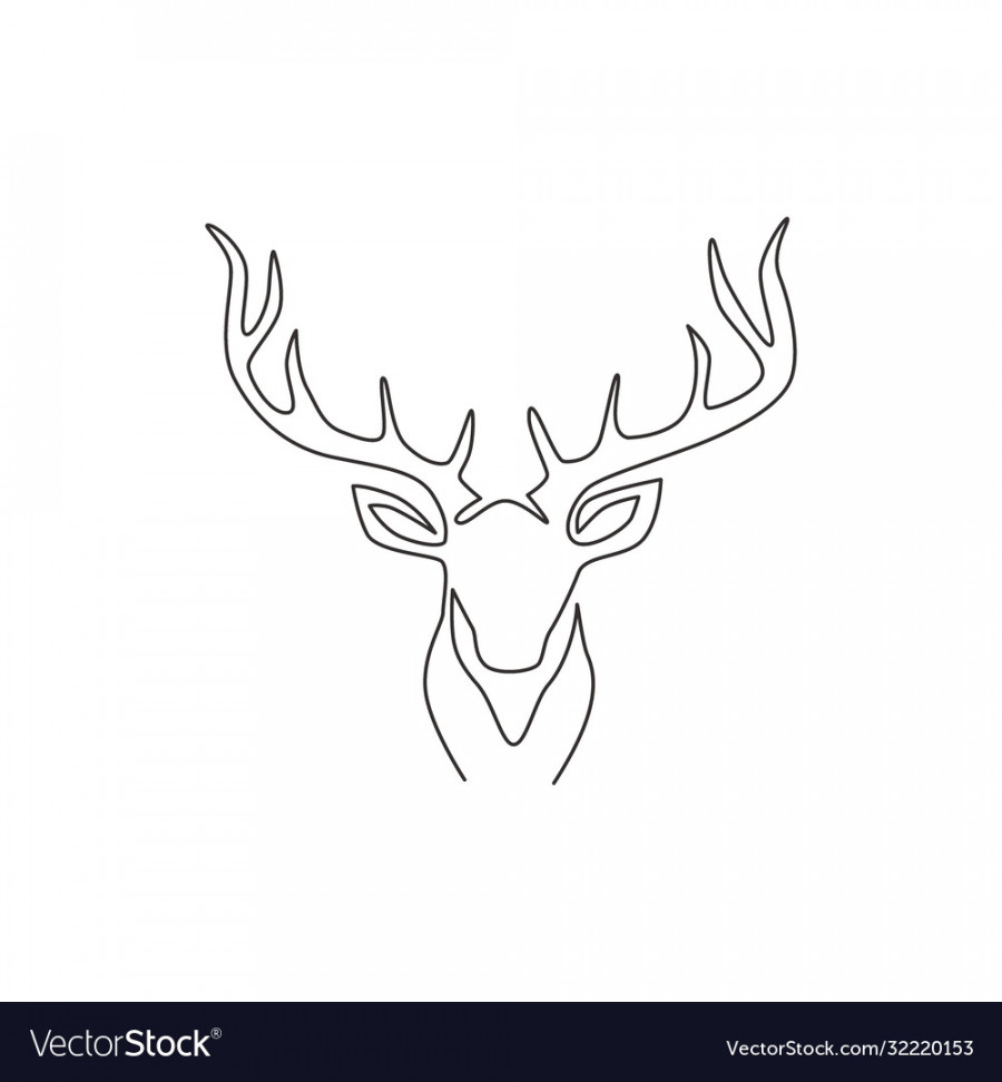 One single line drawing adorable head deer Vector Image