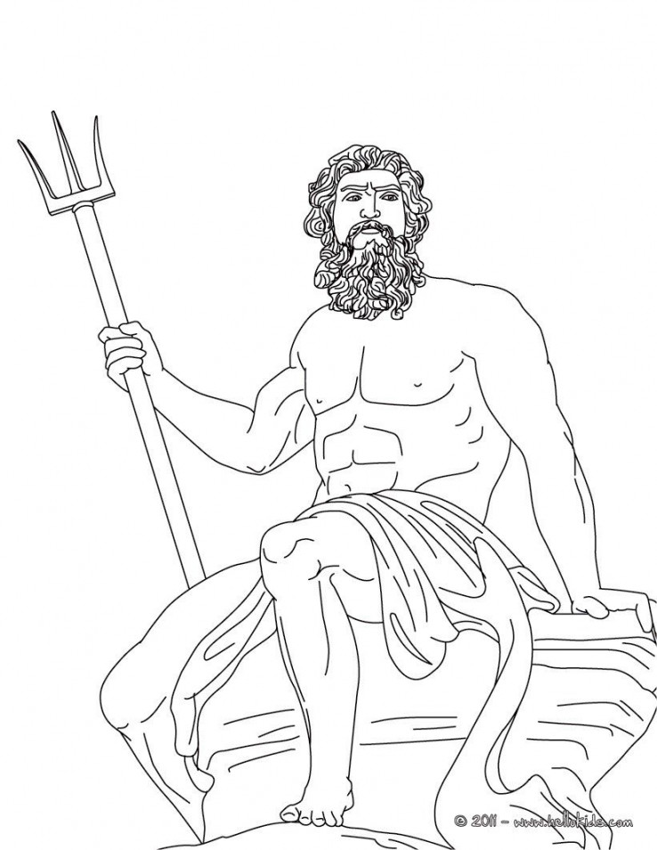 POSEIDON the Greek god of the sea coloring page  Greek gods