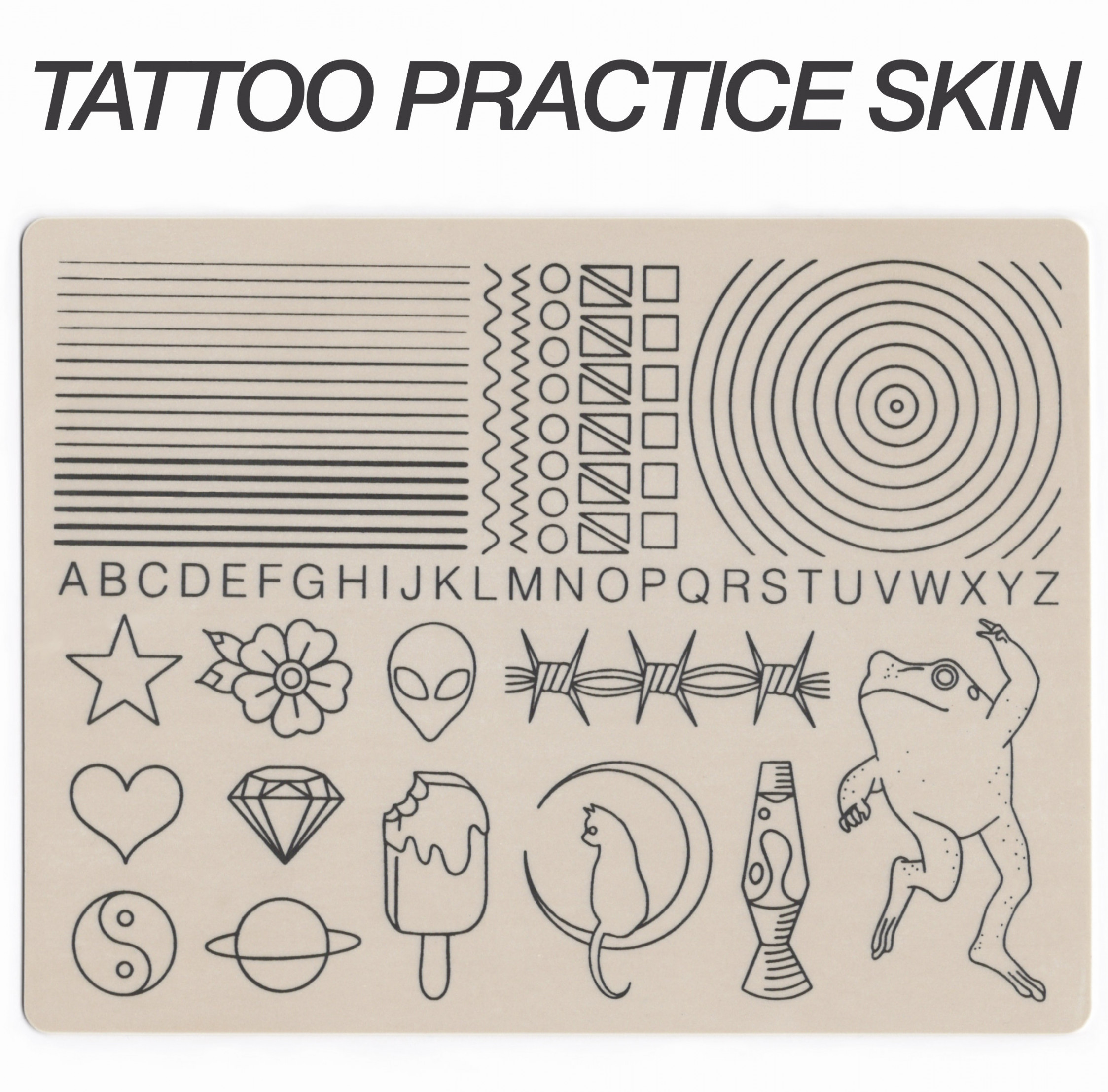 Pre-printed Tattoo Practice Skin for Beginners, Apprentices and