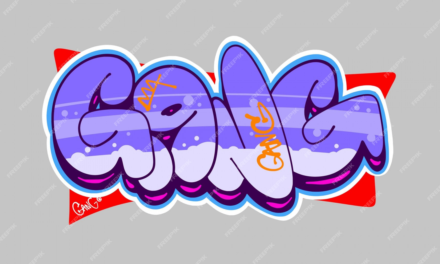 Premium Vector  Gang graffiti bubble style hand drawn lettering