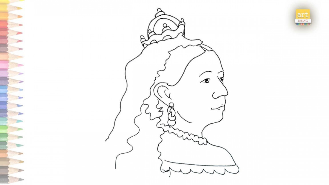 Queen Victoria drawing easy  How to draw Queen Victoria step by step   Outline drawings  art janag