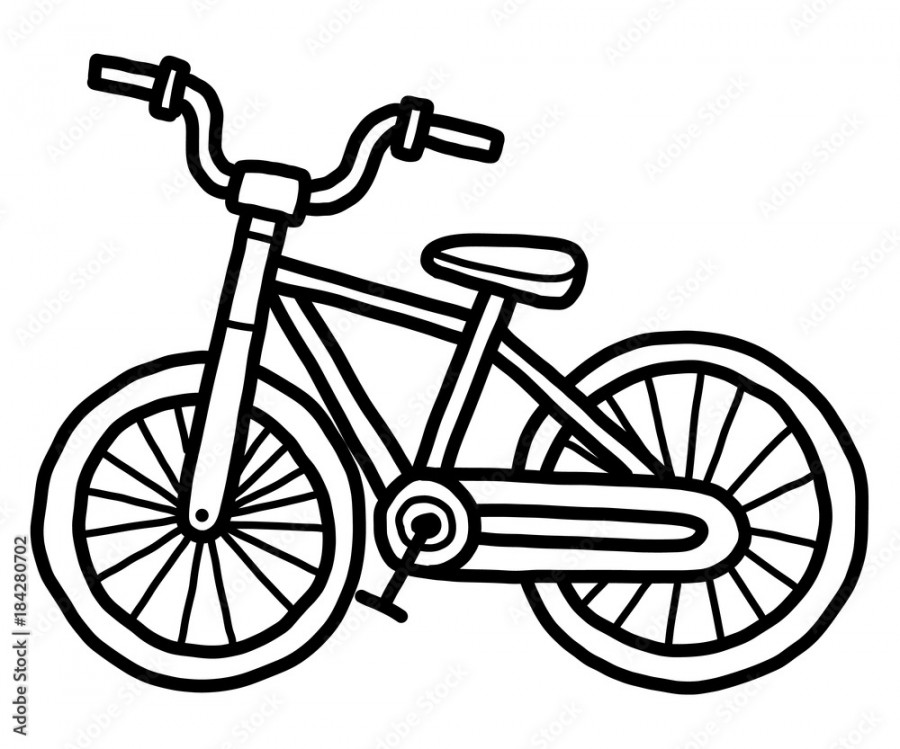 small bicycle / cartoon vector and illustration, black and white