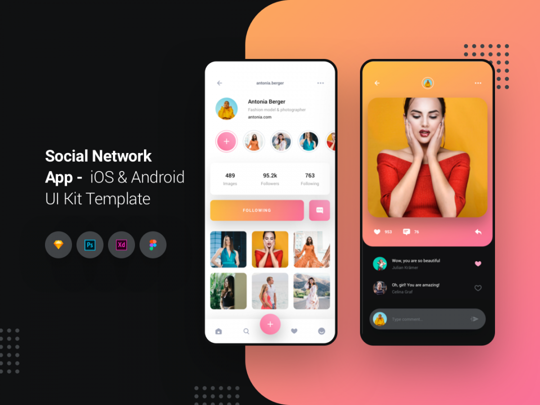 Social Network App - iOS & Android UI Kit Template - UpLabs