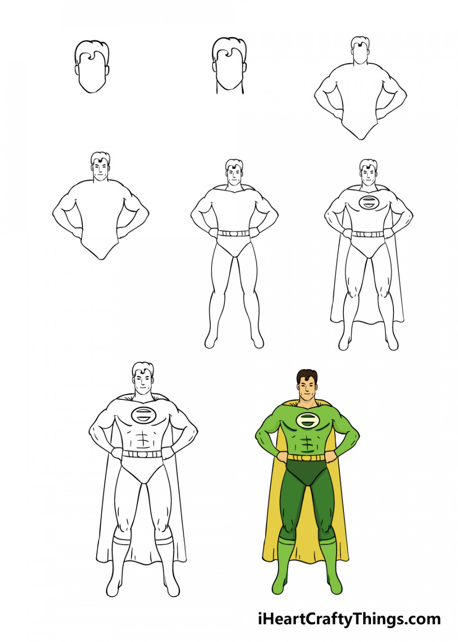 Superhero Drawing - How To Draw A Superhero Step By Step