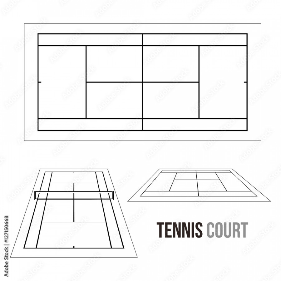 Tennis Court Field Vector Drawing Illustration Stock Vector