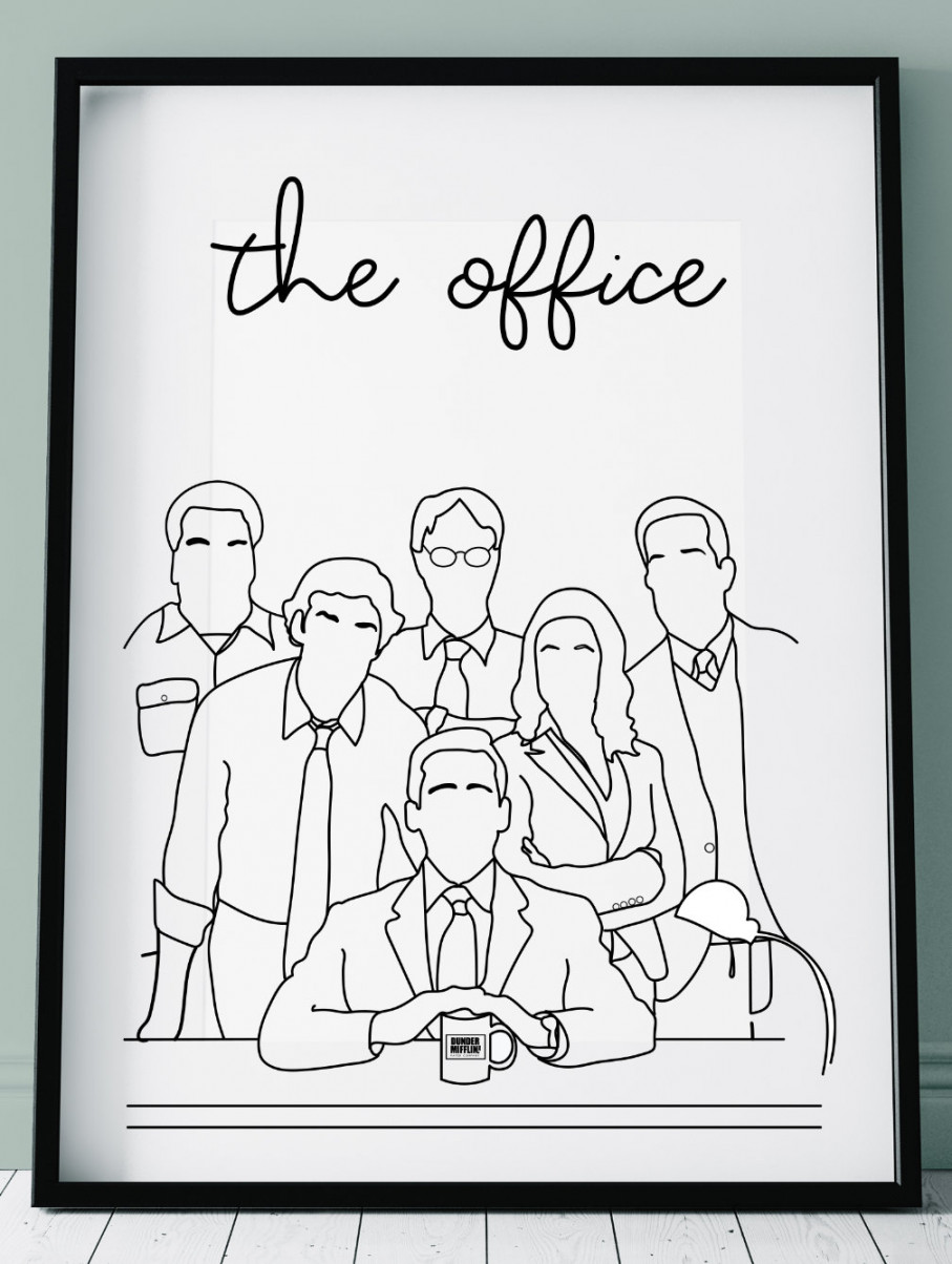 The Office Tv Show Character Outline Poster Character Drawing