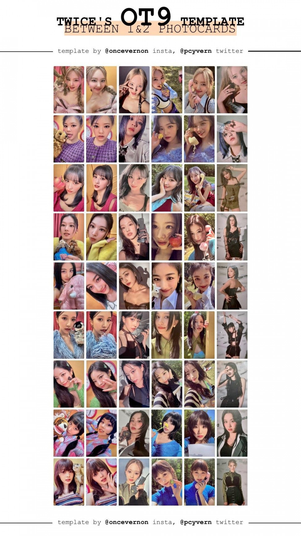 TWICE  BETWEEN & OT ALL PHOTOCARDS  MENSAJE CARD TEMPLATE