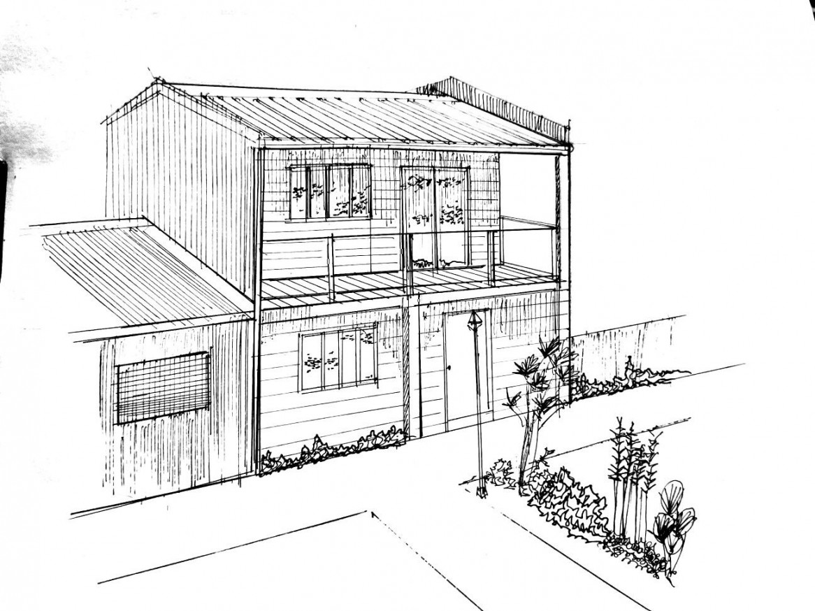 Two storey house drawing  House drawing, Two storey house, House