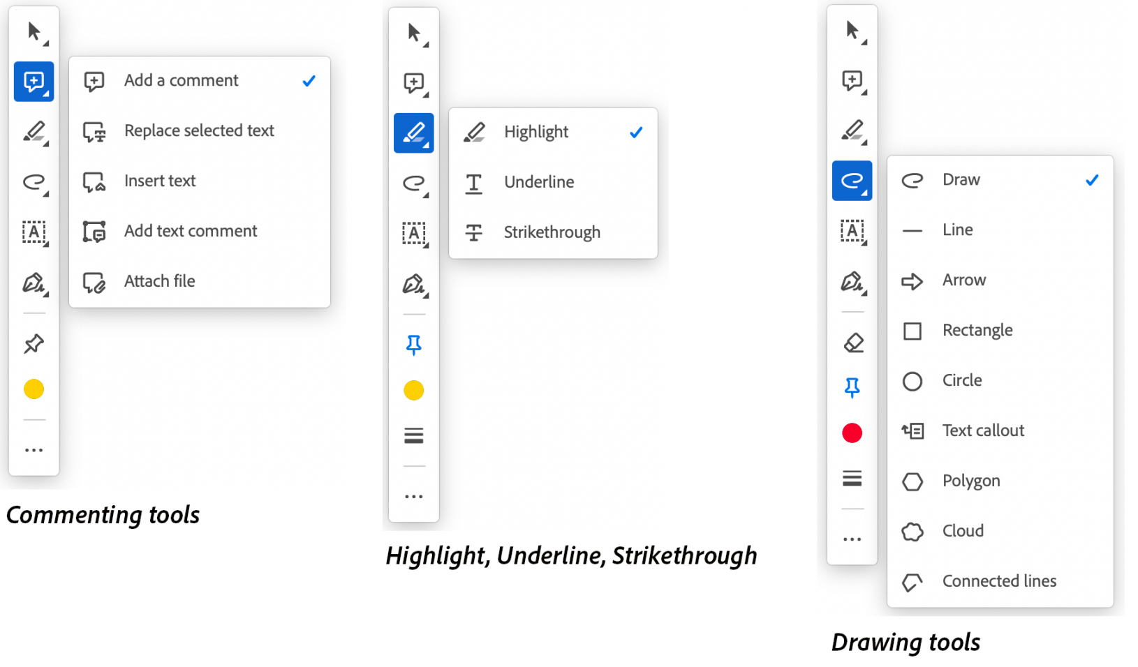 Use annotation and drawing markup tools to add comments in PDFs