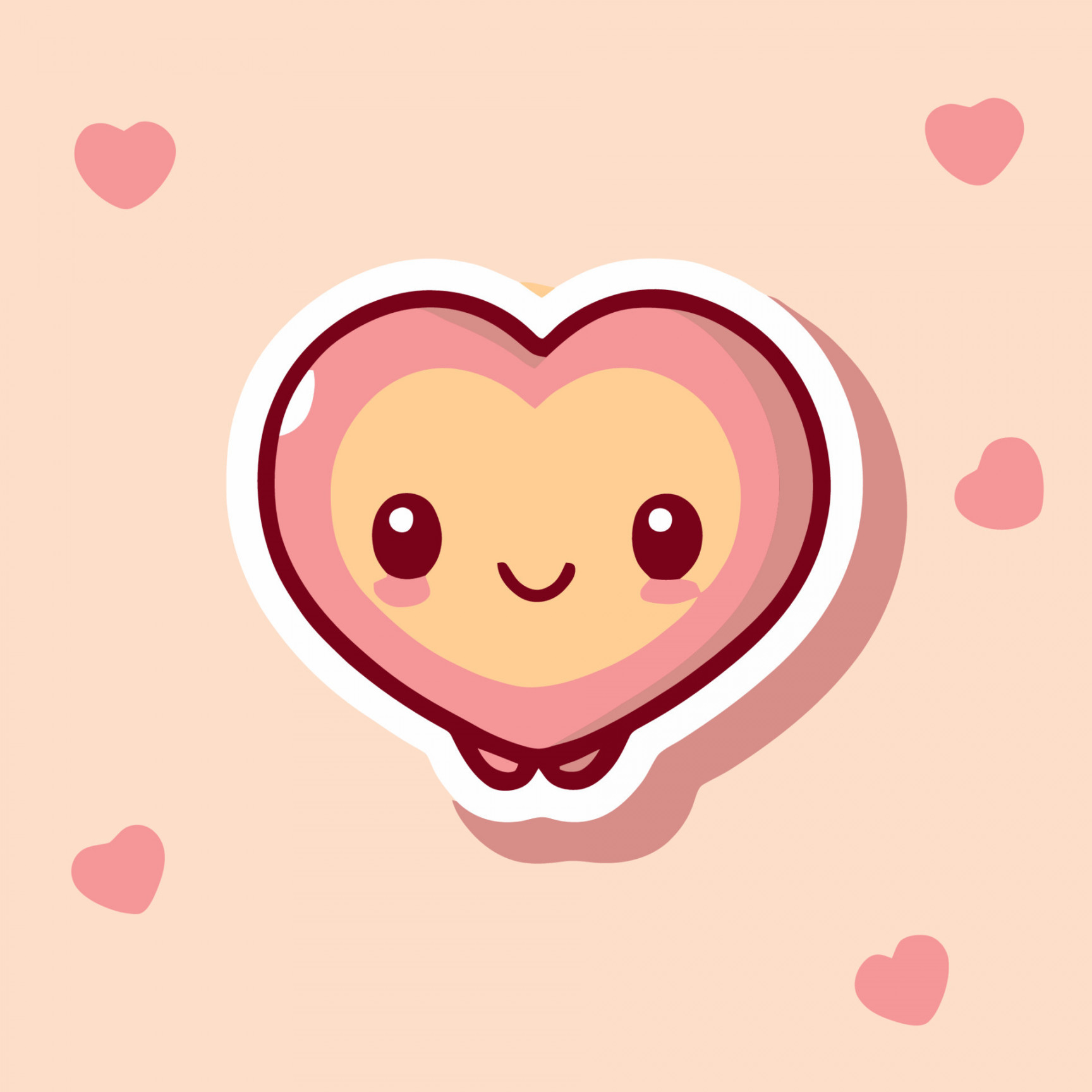 Valentines day Cute Heart illustration Heart kawaii chibi vector