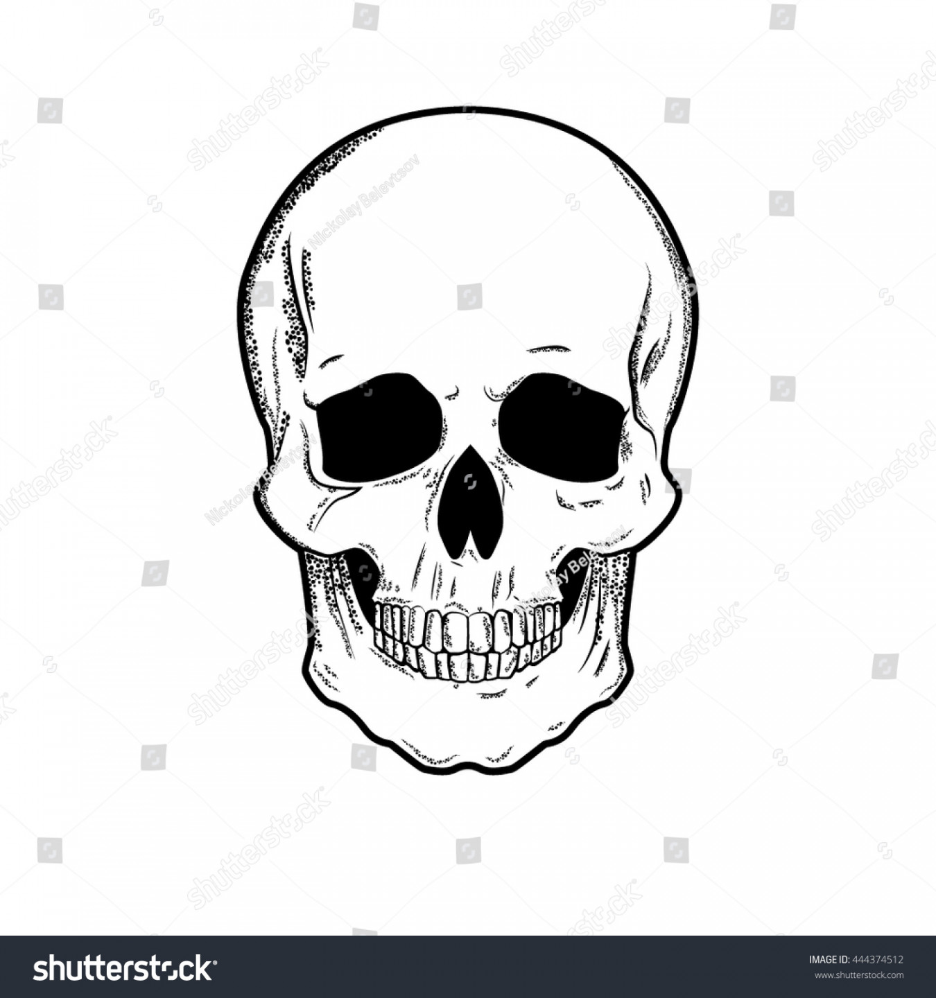 Vector Black White Sketch Skull Tattoo: Stock-Vektorgrafik